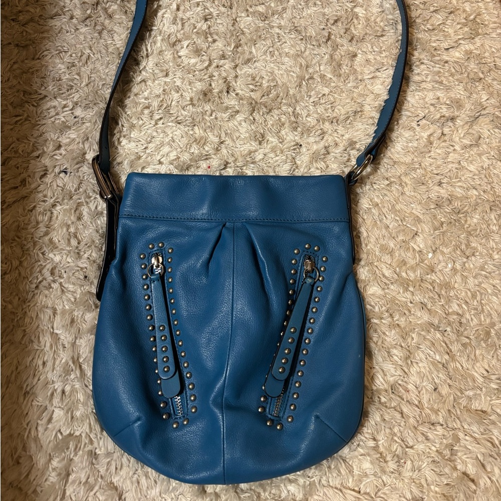 Designer purse B.Makowsky.. blue leather crossbody bag